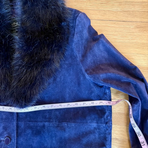 Vintage Jerry Lewis Classic Luxuries purple suede faux fur Penny Lane coat - Picture 12 of 16
